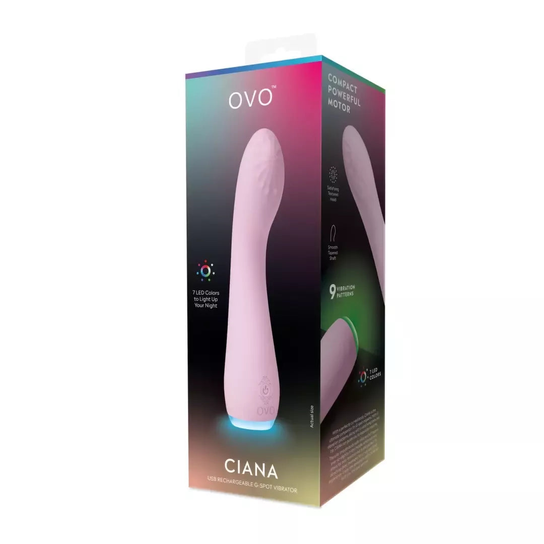 OVO CIANA vibratorius – 9 režimai, 7 LED spalvos, kūnui saugus silikonas