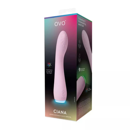 OVO CIANA vibratorius – 9 režimai, 7 LED spalvos, kūnui saugus silikonas