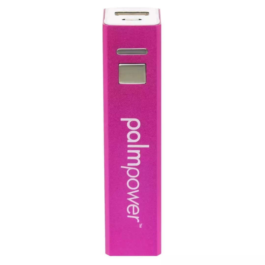 PalmPower Plug & Play vibratorius-masažuoklis, fuksijos spalvos, su 2600 mAh USB maitinimo bloku
