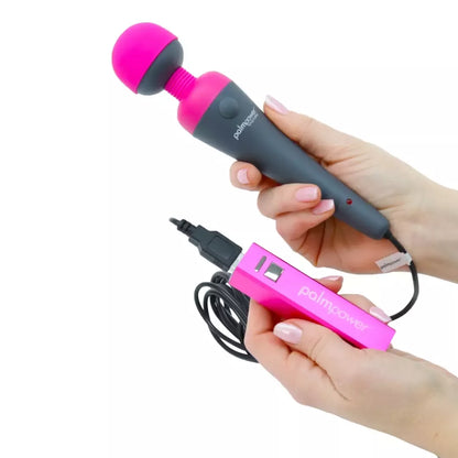 PalmPower Plug & Play vibratorius-masažuoklis, fuksijos spalvos, su 2600 mAh USB maitinimo bloku