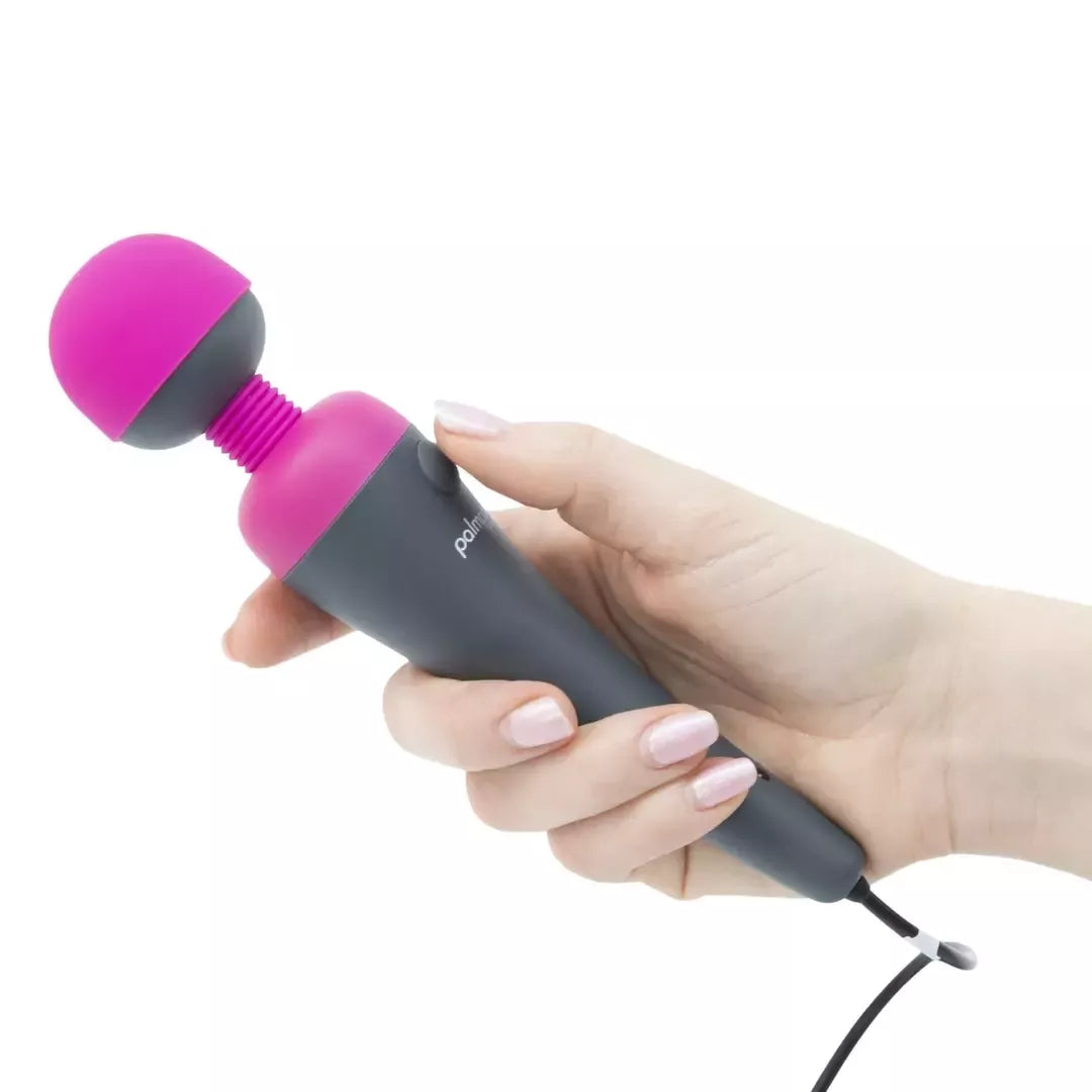 PalmPower Plug & Play vibratorius-masažuoklis, fuksijos spalvos, su 2600 mAh USB maitinimo bloku