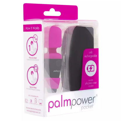 PalmPower Pocket Mini Wand Massager USB įkraunamas, kelioninio dydžio