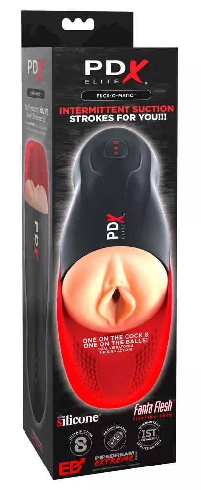 PDX Elite Fuck-O-Matic intymus aparatas su siurbimo ir vibracijos funkcijomis, 26,8 cm