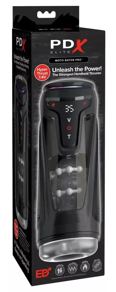 PDX Elite Moto-Bator Pro Light automatinis masturbatorius su šildymo ir vibracijos funkcijomis