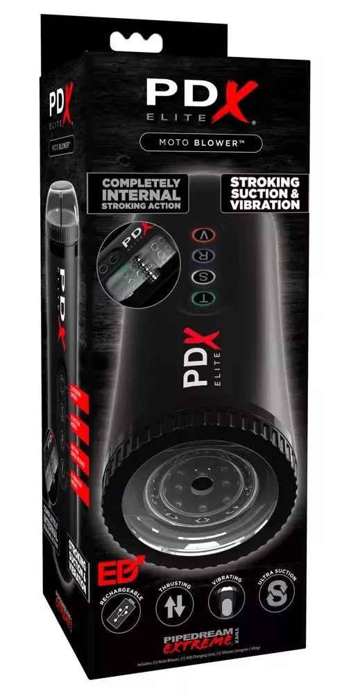 PDX Elite Moto Blower automatinis intymus prietaisas, juodas, 22,5 cm