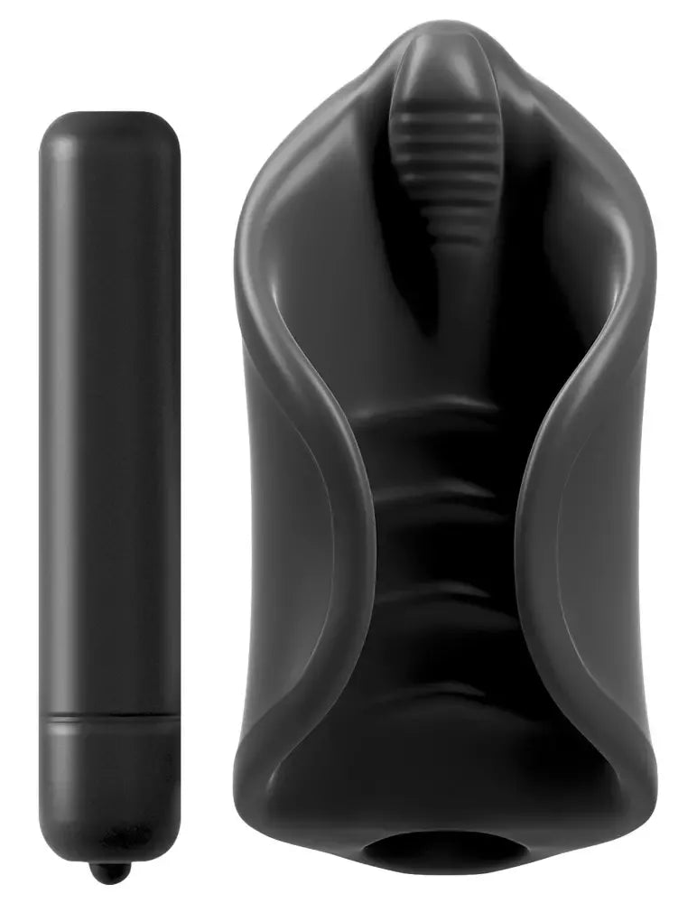 PDX Elite vibruojanti silikoninė mova, juoda, 8 cm – lankstus stimuliacijos modelis