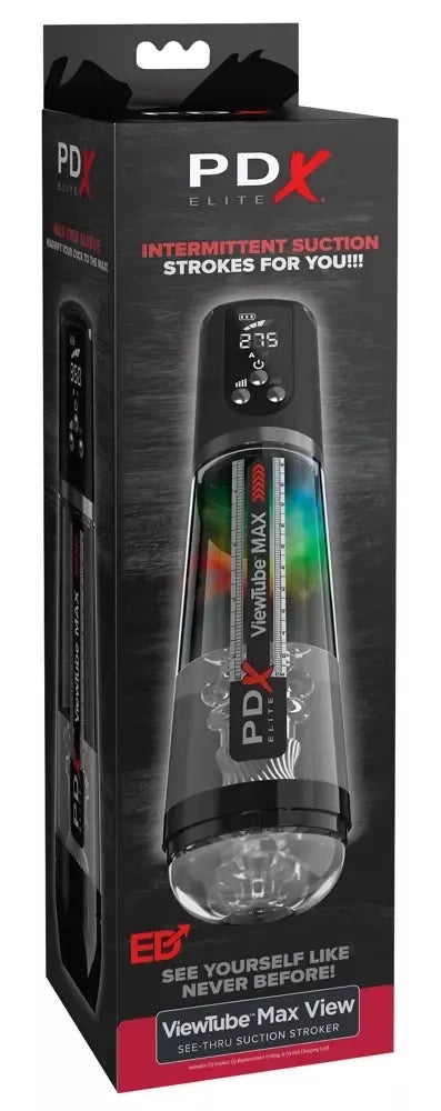 PDX Elite ViewTube MAX Black - Automatinis intymus prietaisas su LED ekranu