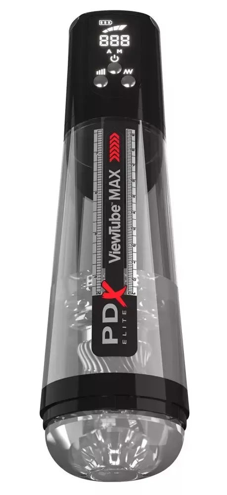 PDX Elite ViewTube MAX Black - Automatinis intymus prietaisas su LED ekranu