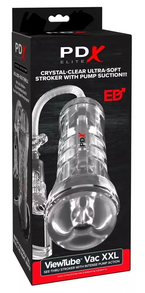 PDX Elite ViewTube Vac XXL permatoma intymios higienos vakuuminė sistema 27,3 cm