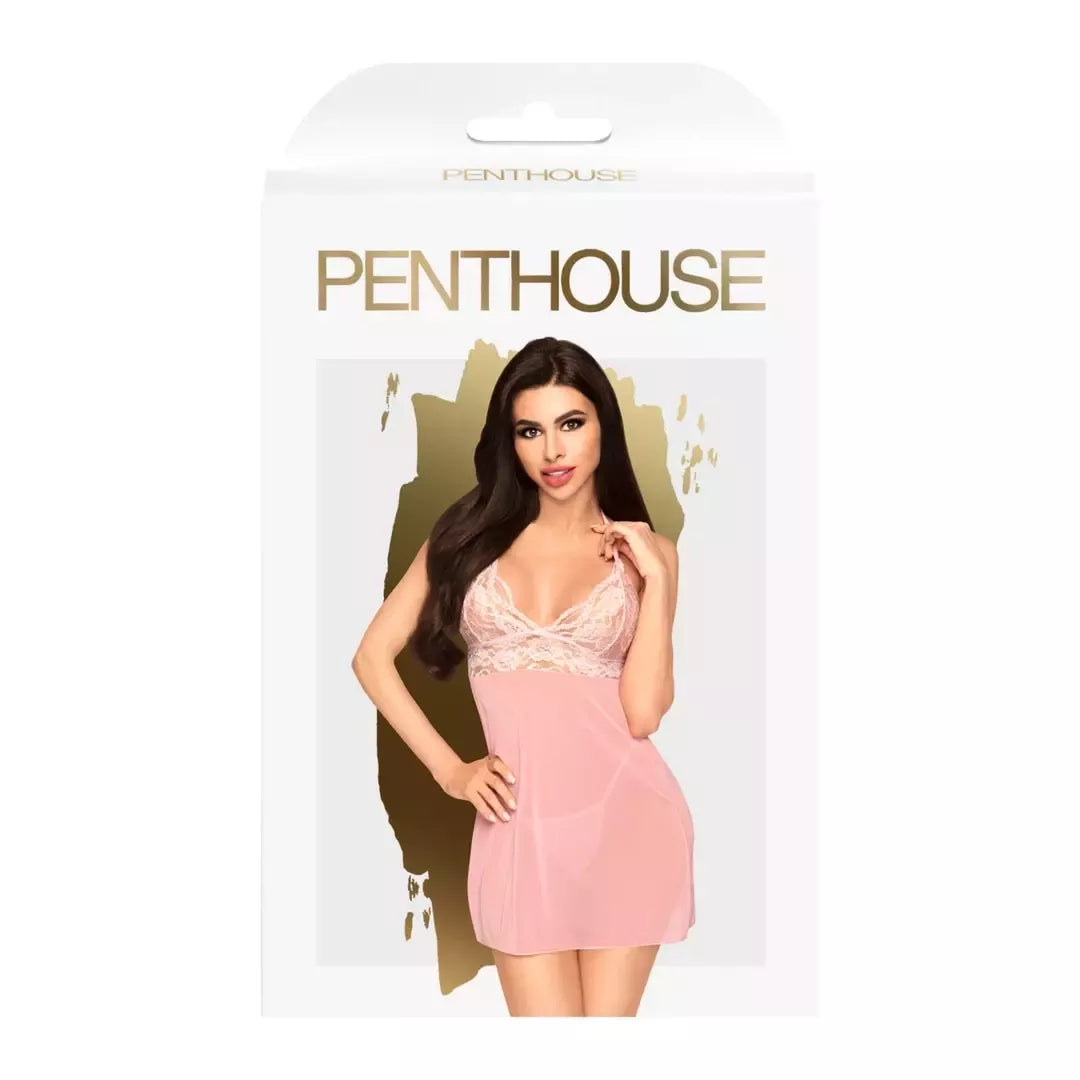 Penthouse Bedtime Story L/XL elegantiškas tinklelio bodis, juodas