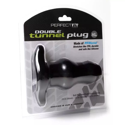 Perfect Fit Double Tunnel Plug XL Black – didelis tuščiaviduris kamštis