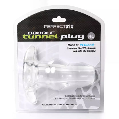 Perfect Fit Double Tunnel Plug XL Transparent – plataus kanalo sistema