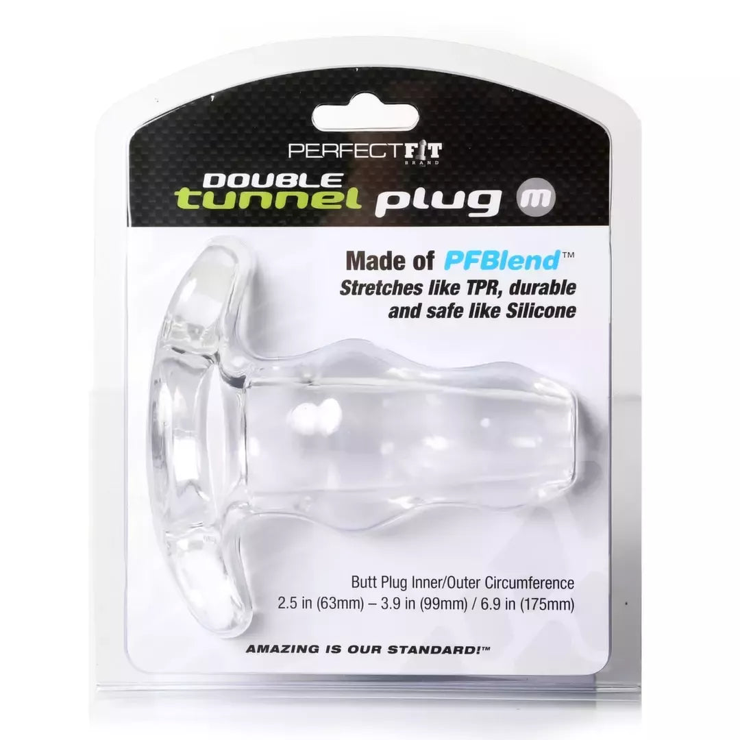 Perfect Fit dvigubo tunelio kamštis Medium Transparent anatominio dizaino