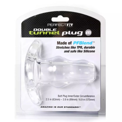 Perfect Fit dvigubo tunelio kamštis Medium Transparent anatominio dizaino