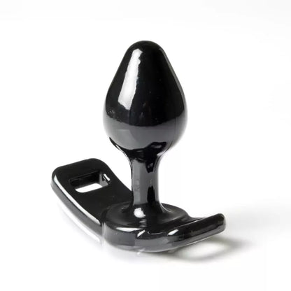 Perfect Fit Master Plug Small Black – su diržu suderinamas išangės kamštis, 8,9 cm