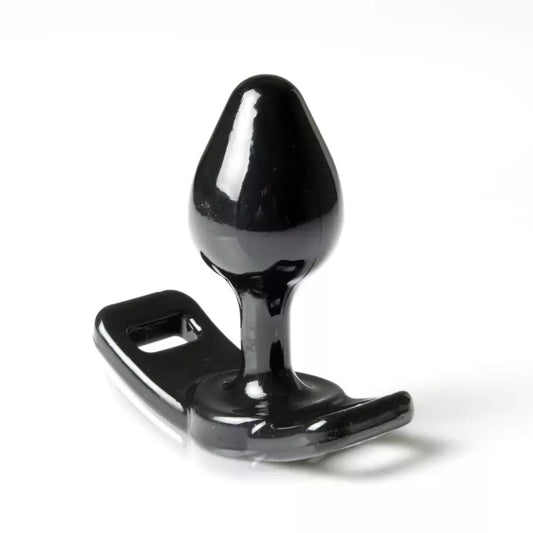 Perfect Fit Master Plug Small Black – su diržu suderinamas išangės kamštis, 8,9 cm