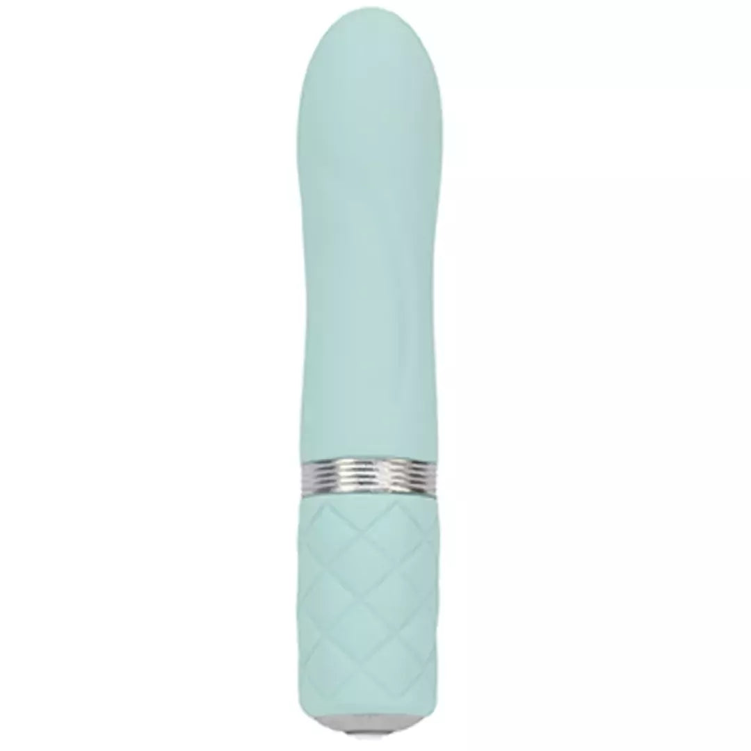 Pillow Talk Flirty Teal mini masažuoklis – kompaktiškas belaidis silikoninis modelis