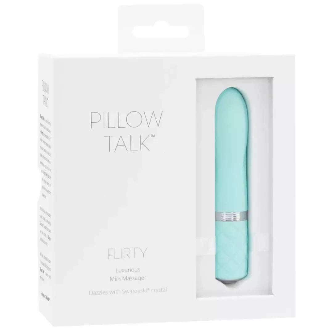 Pillow Talk Flirty Teal mini masažuoklis – kompaktiškas belaidis silikoninis modelis