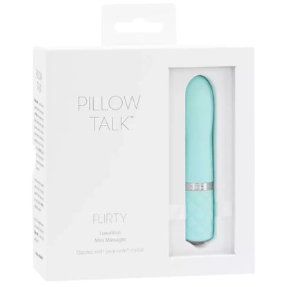 Pillow Talk Flirty Teal mini masažuoklis – kompaktiškas belaidis silikoninis modelis