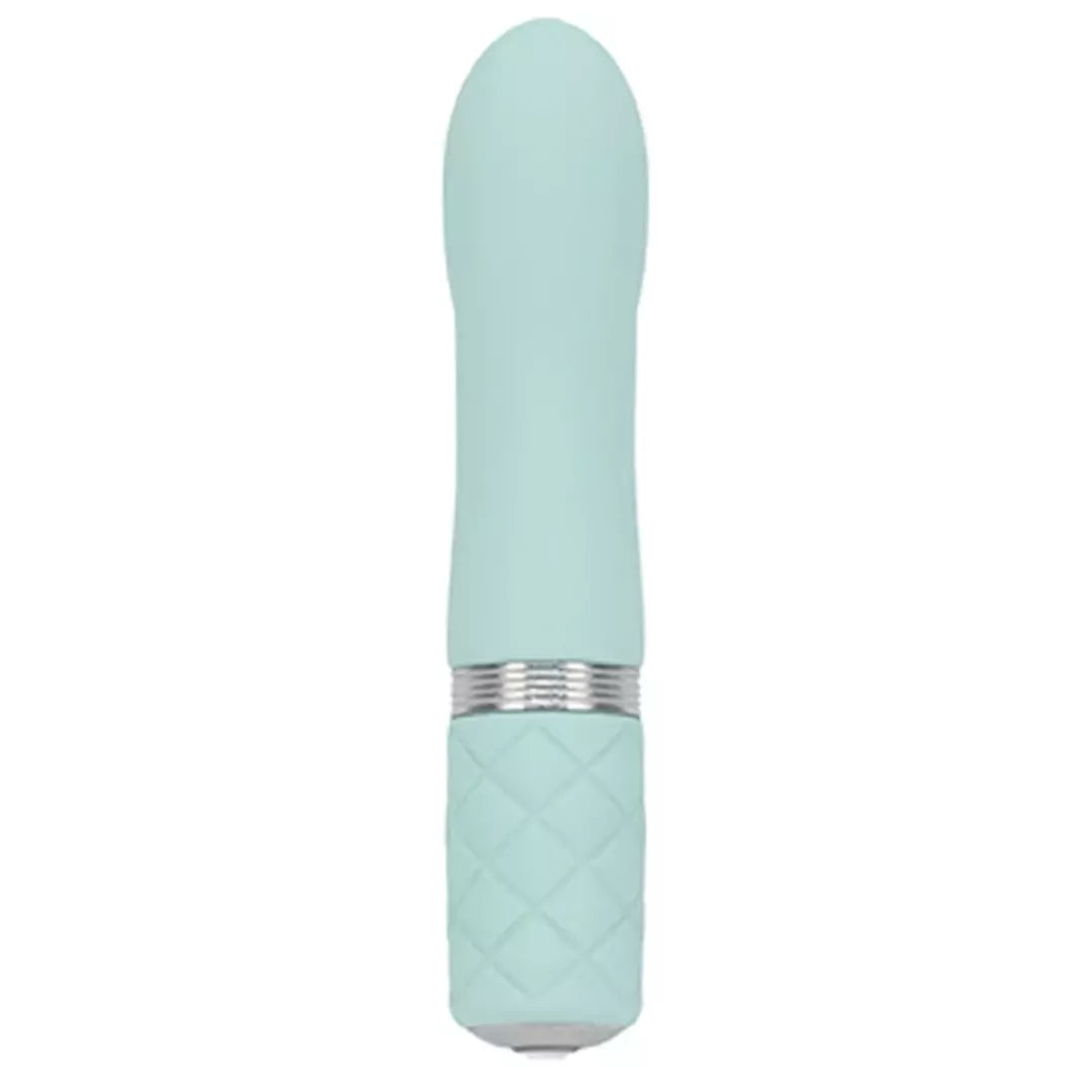 Pillow Talk Flirty Teal mini masažuoklis – kompaktiškas belaidis silikoninis modelis