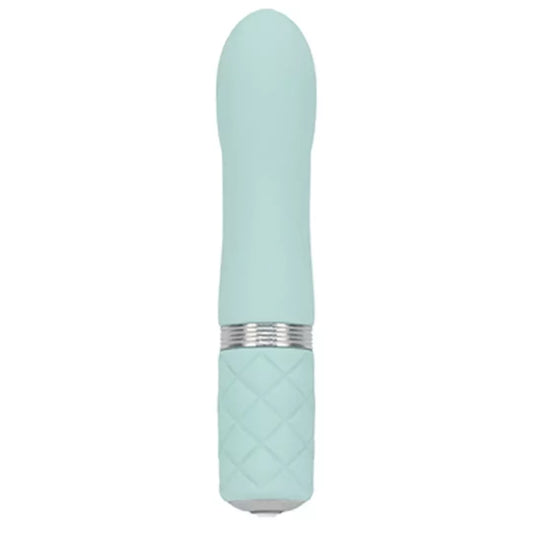 Pillow Talk Flirty Teal mini masažuoklis – kompaktiškas belaidis silikoninis modelis