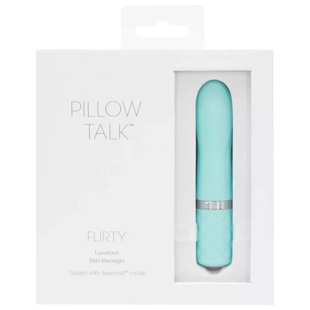 Pillow Talk Flirty Teal mini masažuoklis – kompaktiškas belaidis silikoninis modelis
