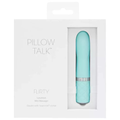 Pillow Talk Flirty Teal mini masažuoklis – kompaktiškas belaidis silikoninis modelis
