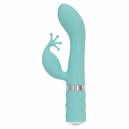 Pillow Talk Kinky Teal dviejų variklių intymus prietaisas su lanksčia rankena