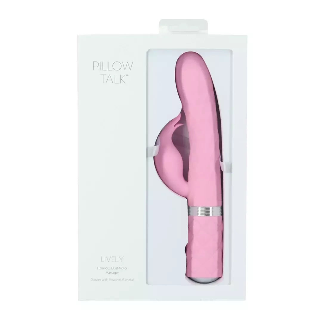 Pillow Talk Lively Pink dviejų variklių masažuoklis su besisukančiu korpusu