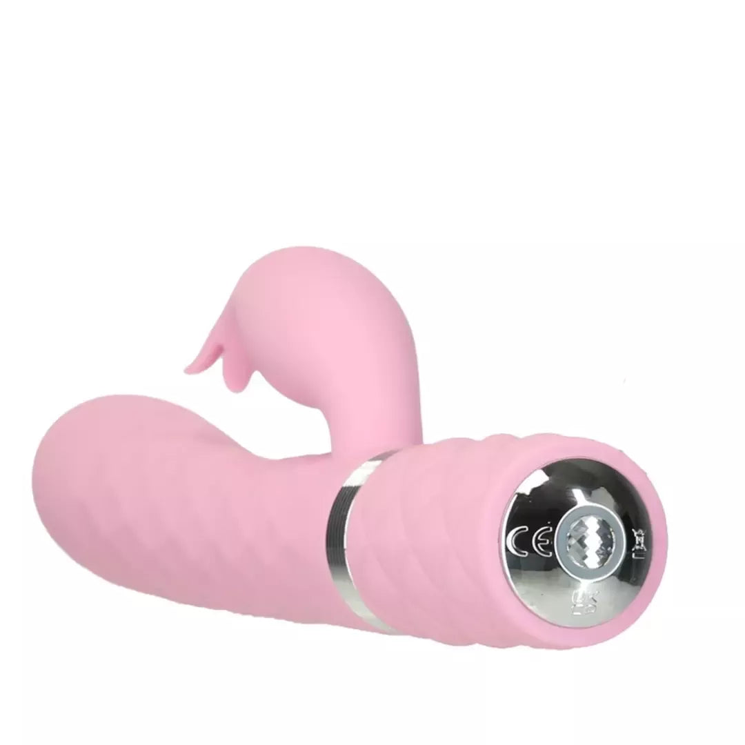 Pillow Talk Lively Pink dviejų variklių masažuoklis su besisukančiu korpusu