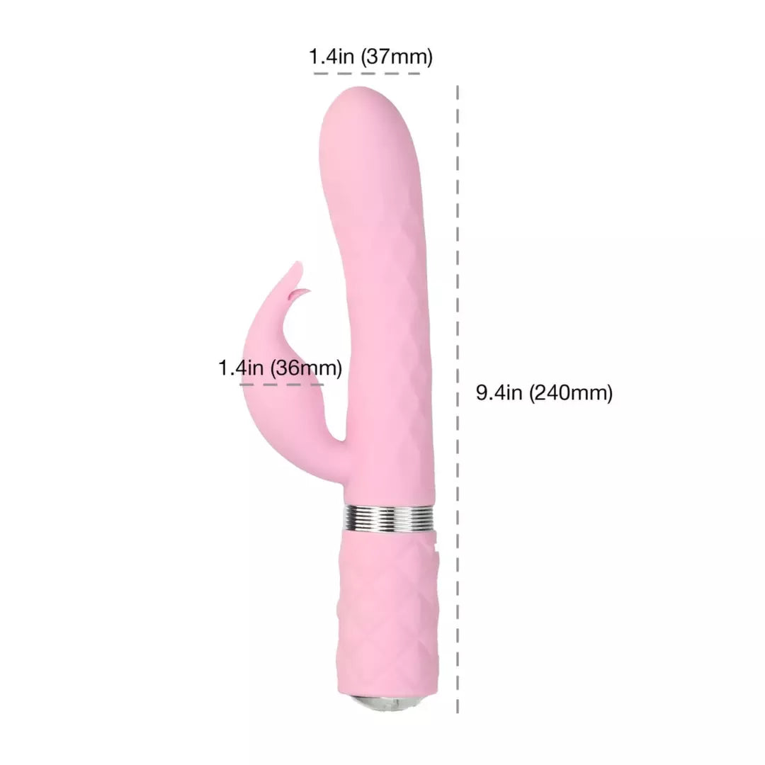 Pillow Talk Lively Pink dviejų variklių masažuoklis su besisukančiu korpusu