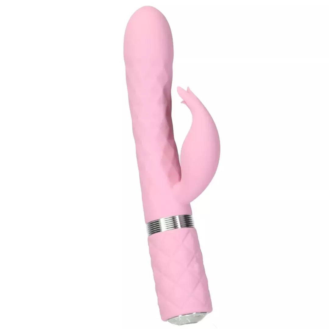 Pillow Talk Lively Pink dviejų variklių masažuoklis su besisukančiu korpusu