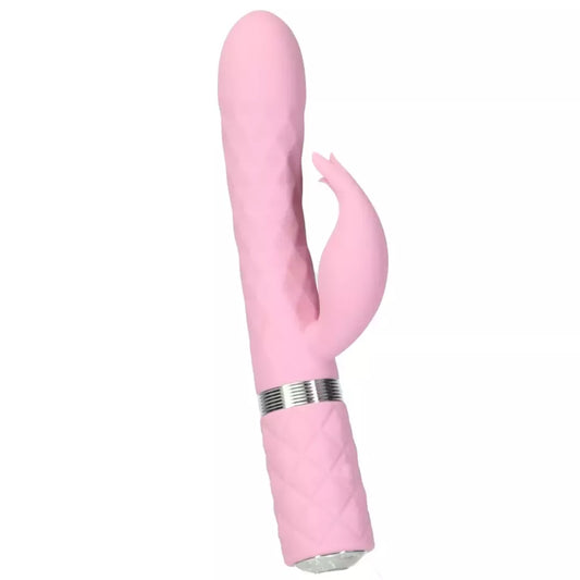 Pillow Talk Lively Pink dviejų variklių masažuoklis su besisukančiu korpusu