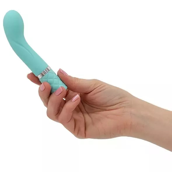 Pillow Talk Racy Teal – kompaktiškas įkraunamas vibruojantis masažuoklis, 127 mm
