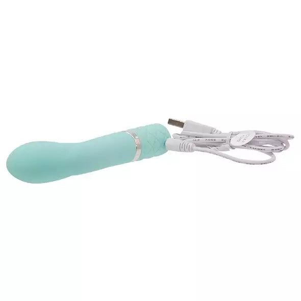 Pillow Talk Racy Teal – kompaktiškas įkraunamas vibruojantis masažuoklis, 127 mm