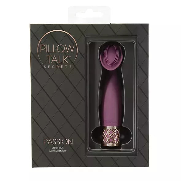 Pillow Talk Secrets Passion Mini Wand masažuoklis, vynuogių spalvos, silikoninis, USB