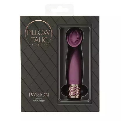 Pillow Talk Secrets Passion Mini Wand masažuoklis, vynuogių spalvos, silikoninis, USB