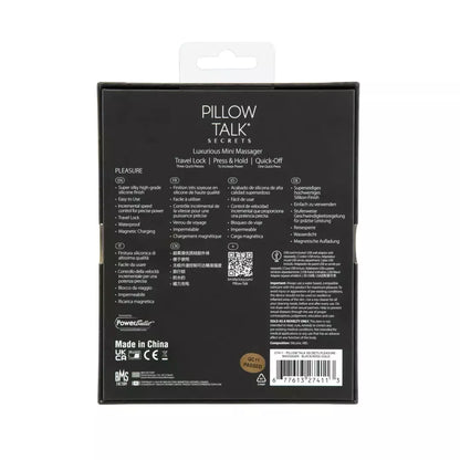 Pillow Talk Secrets Pleasure Wand Black – kompaktiškas lankstus masažuoklis