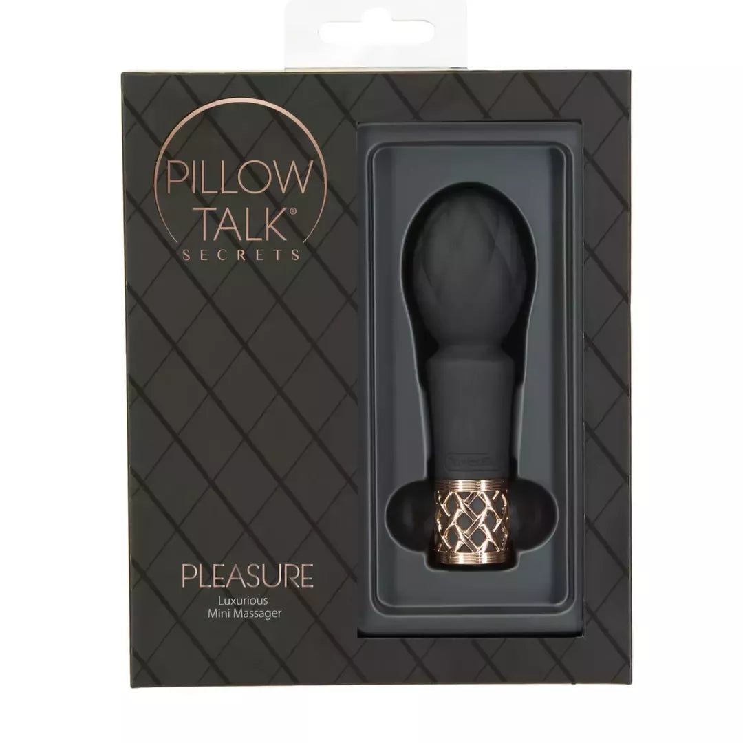 Pillow Talk Secrets Pleasure Wand Black – kompaktiškas lankstus masažuoklis