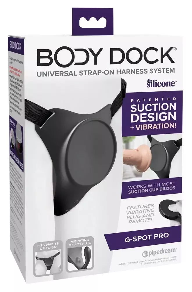 Pipedream Body Dock G-Spot Pro diržas su vibruojančia plokštele, reguliuojami dirželiai