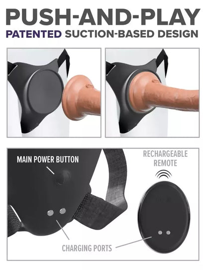 Pipedream Body Dock G-Spot Pro diržas su vibruojančia plokštele, reguliuojami dirželiai