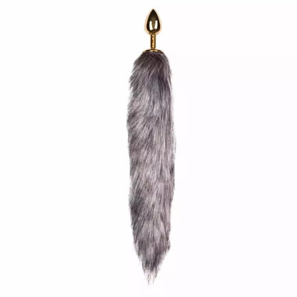 Pipedream Fox Tail aliumininis modelis – intymus nerūdijančio plieno priedas, sidabrinė/pilka