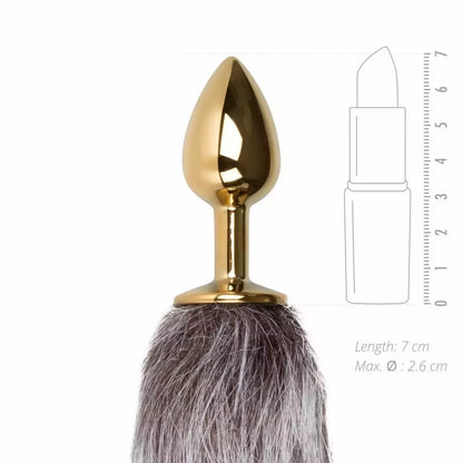 Pipedream Fox Tail aliumininis modelis – intymus nerūdijančio plieno priedas, sidabrinė/pilka