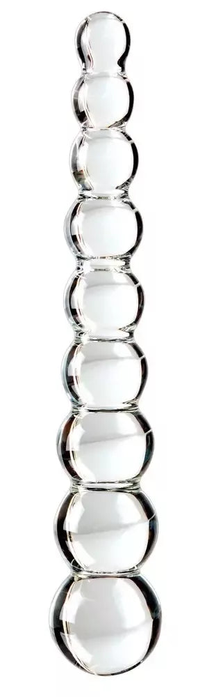 „Pipedream Icicles No. 2“ stiklinis intymios higienos masažuoklis su burbuliukų tekstūra, 22,5 cm, skaidrus
