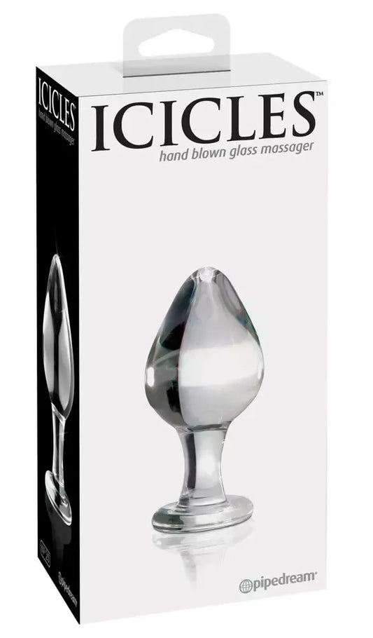 Pipedream Icicles No. 25 Stiklinis masažinis kamštis 9 cm Skaidrus