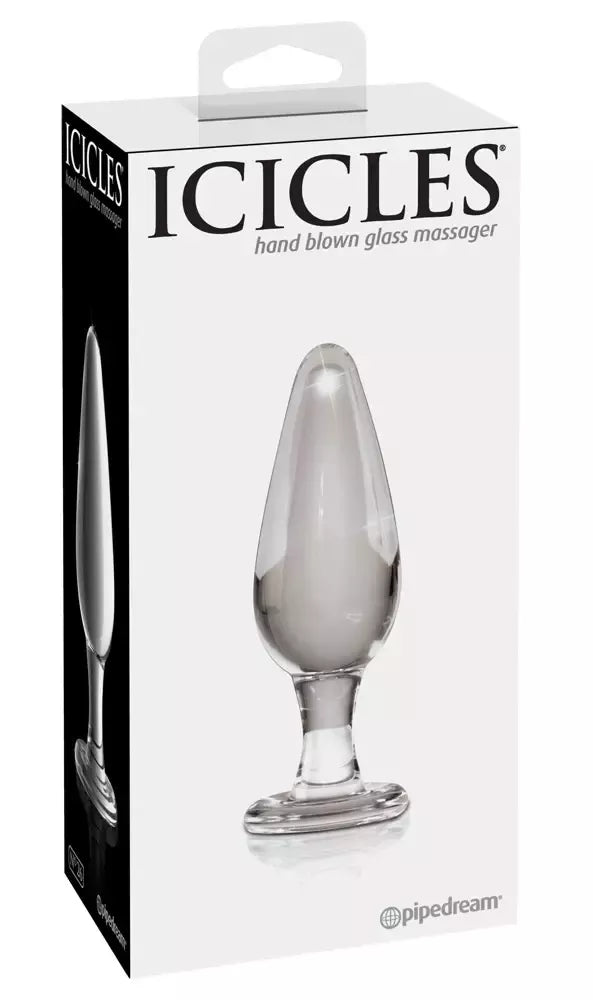Pipedream Icicles No. 26 stiklinis kaištis, skaidrus, 11 cm, hipoalerginis