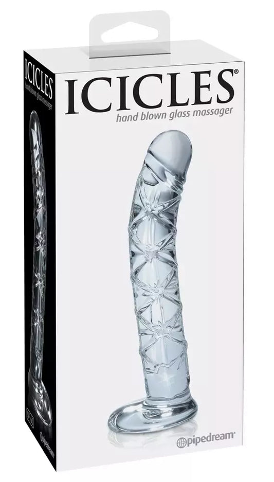 Pipedream Icicles No. 60 rankinio darbo stiklo masažo priemonė, 16,5 cm, skaidri