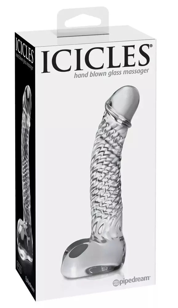 Pipedream Icicles No. 61 stiklinis intymaus masažo įrankis 16,5 cm skaidrus
