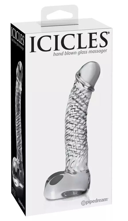 Pipedream Icicles No. 61 stiklinis intymaus masažo įrankis 16,5 cm skaidrus