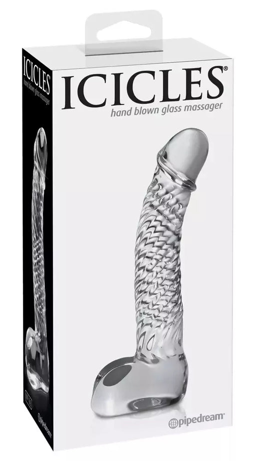 Pipedream Icicles No. 61 stiklinis intymaus masažo įrankis 16,5 cm skaidrus